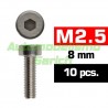 Tornillos cilíndricos 2'5x8mm (10u)